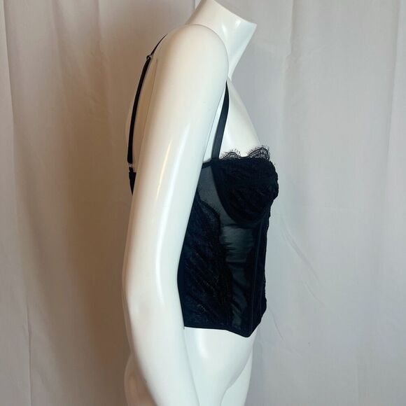Black Lace Corset Bustier Boning Shein Women's Size M - Picture 2 of 7